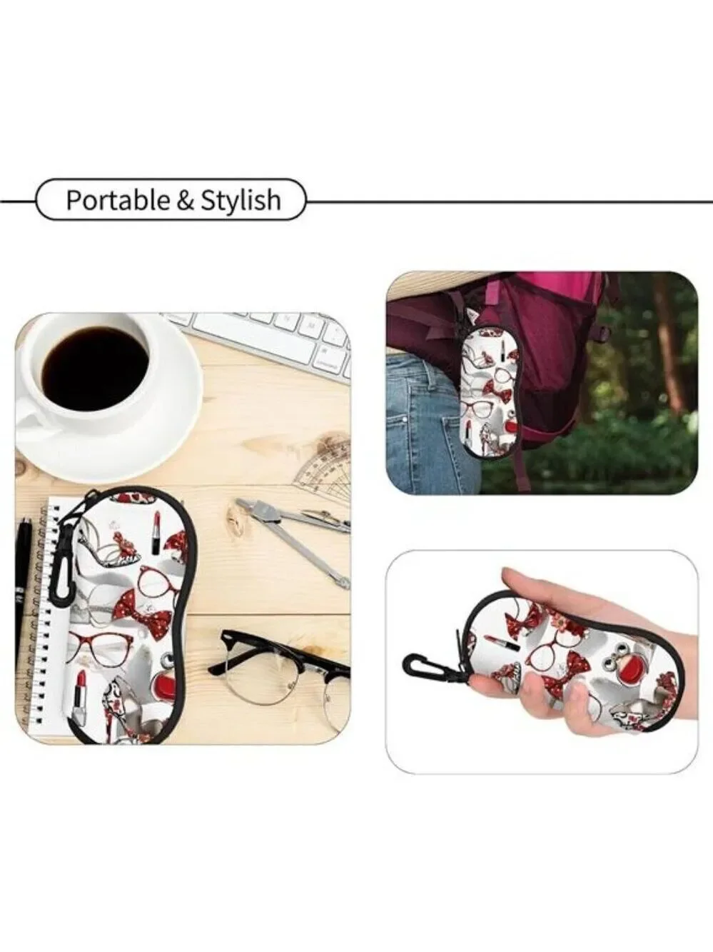 Sunglasses Soft Case Ultra Light Neoprene Zipper Eyeglass Case With Belt